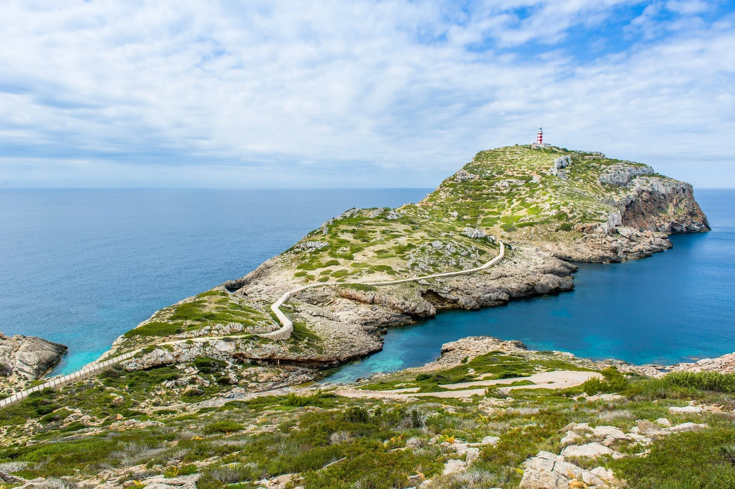 Cabrera lighthouse overlooking the Mediterranean and archipelago